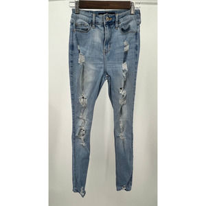 Hollister Distressed Jeans Curvy High Rise Super Skinny Junior's Size 1R